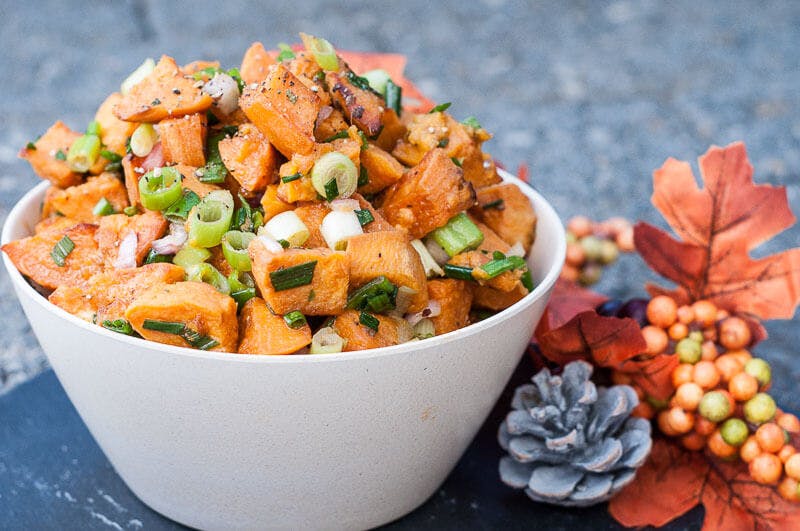 Vegan roasted sweet potato salad